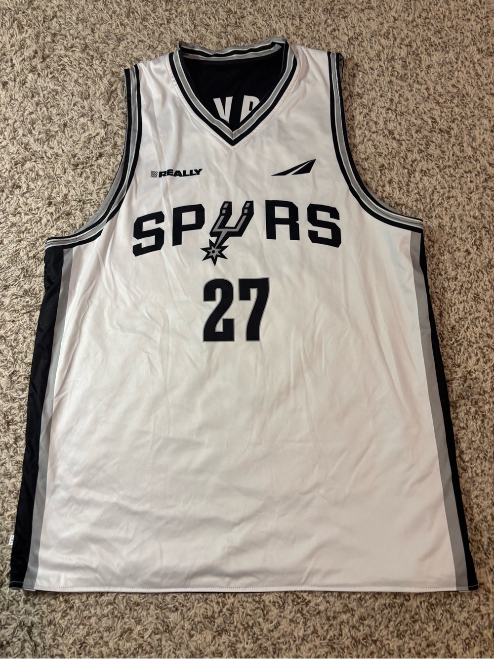 Spurs White & Black #27 Men's Basketball Jersey by